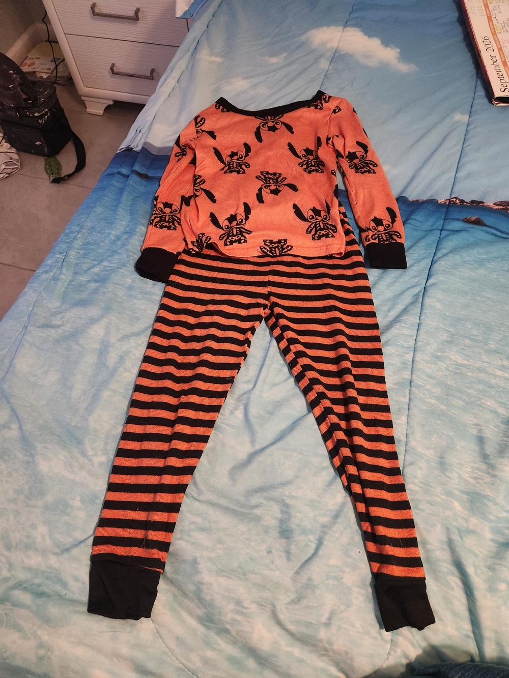 Disney Orange & Black Halloween Character Pajama Set